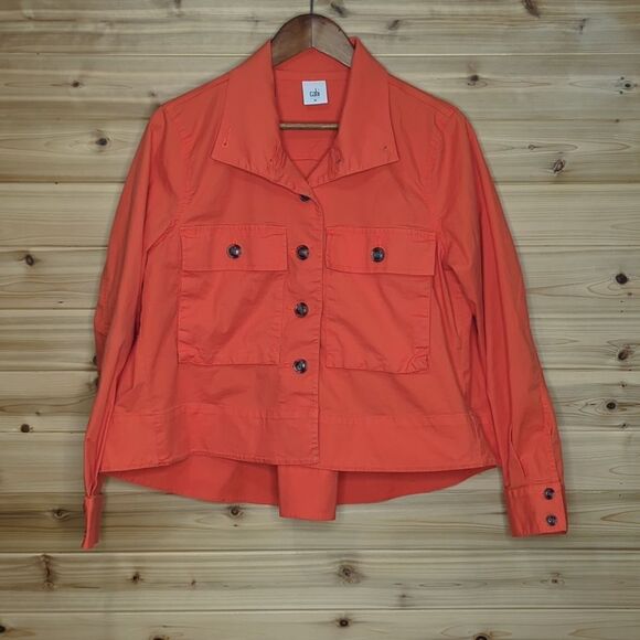 CAbi Jacket Womens Medium Orange #5098 Resort Jacket Cropped Boxy Spring - Picture 1 of 10